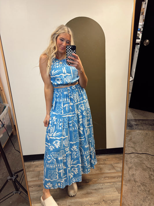 Boho Babe Maxi Set (Blue)