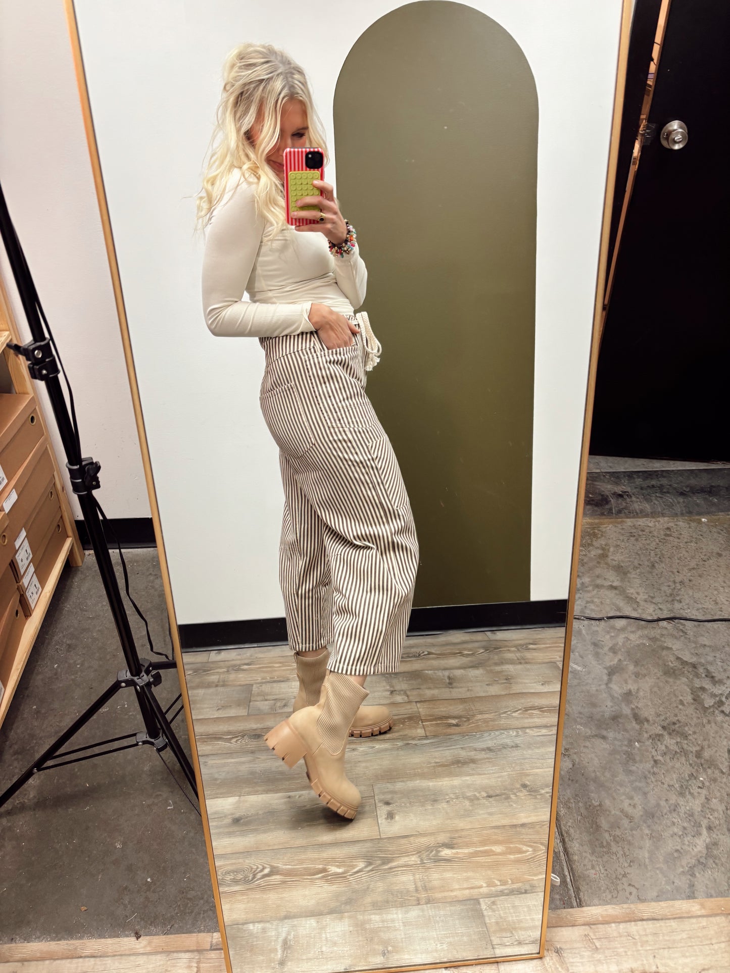 Stripe Barrel Pocket Pant