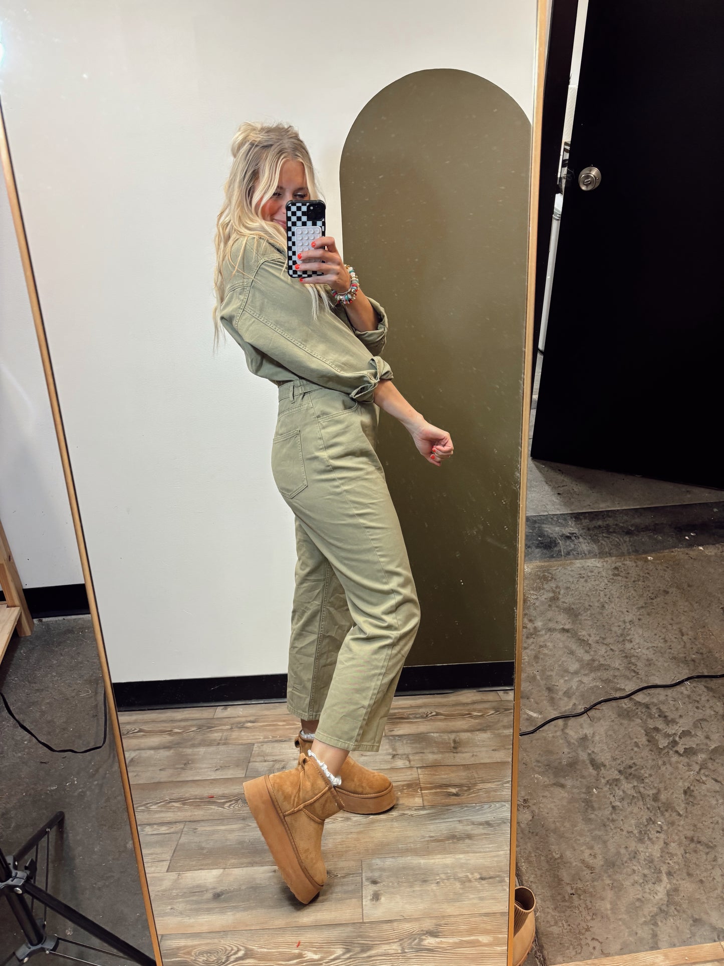 Jeanette Utility Jumpsuit (Sage)
