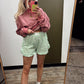 Sorority Girl Stripe Short (Green)