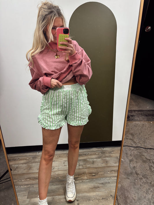 Sorority Girl Stripe Short (Green)