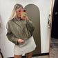 Kira Suede Bomber Jacket (Olive)