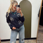 Adaline Flower Stitch Sweater (Navy)