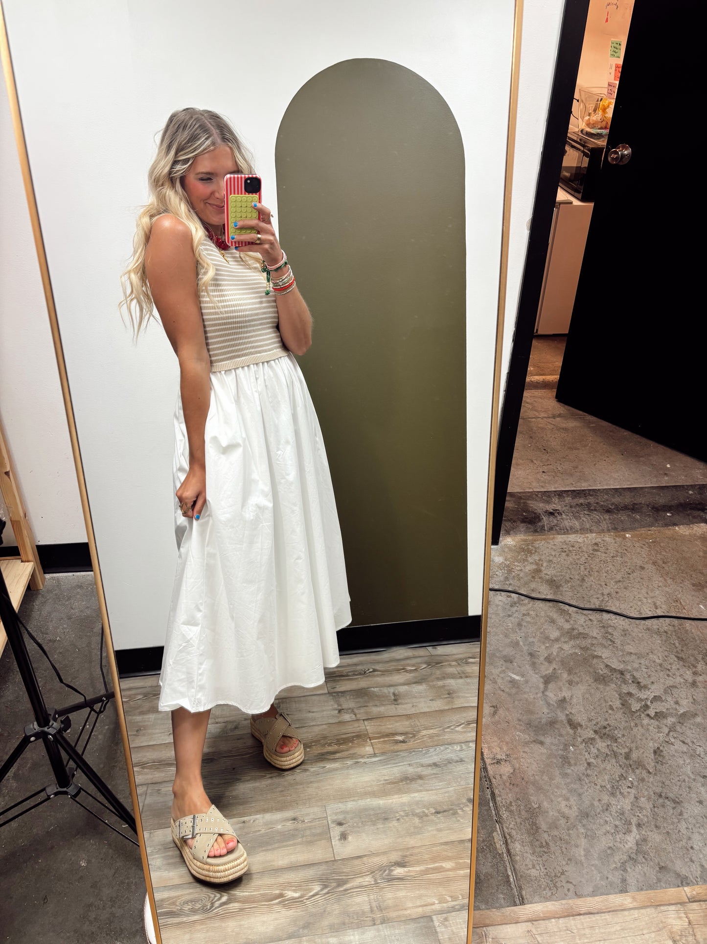 Seaside Stripe Maxi Dress (Taupe)