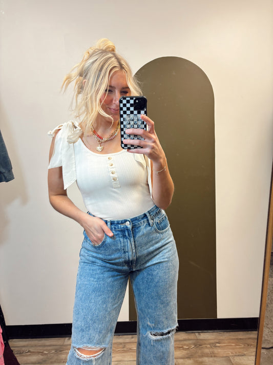 Bow Shoulder Tank (Ivory)