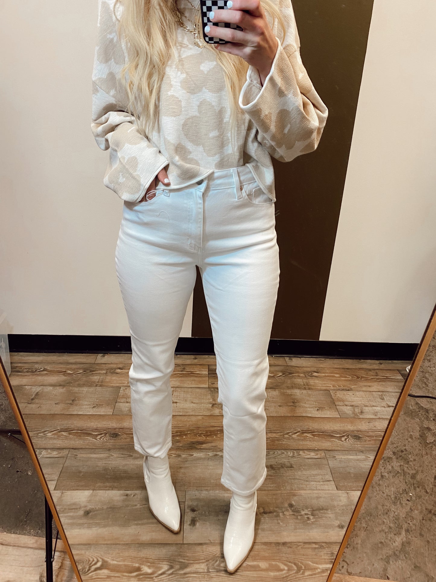 High Rise Slim Straight Jean (White)