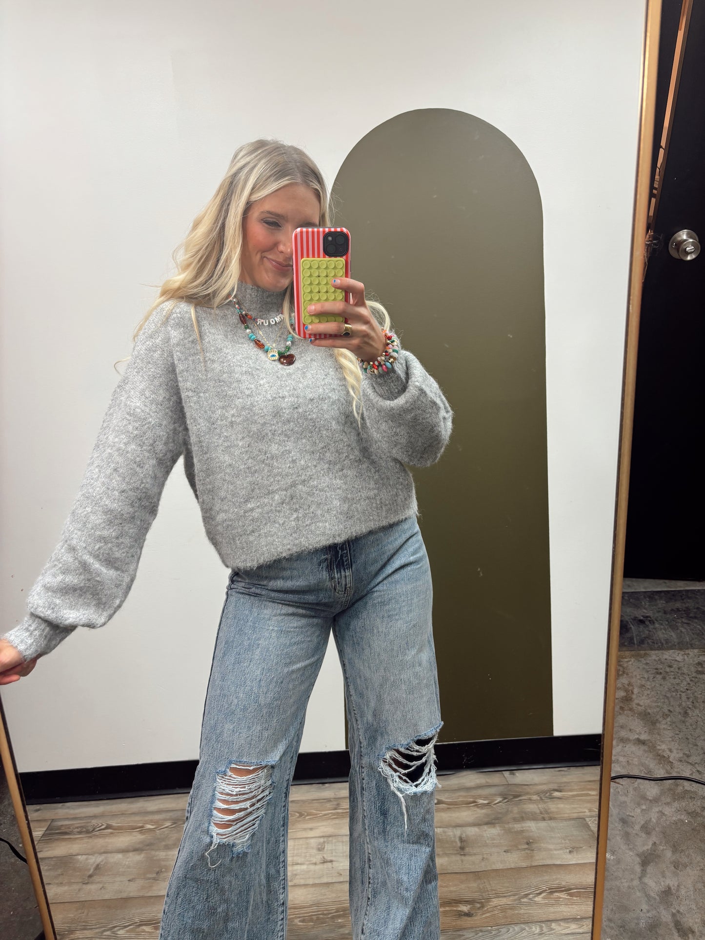 Reign Mock Neck Sweater (Grey)