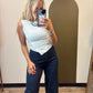 Saige Button Detail Tank (White)