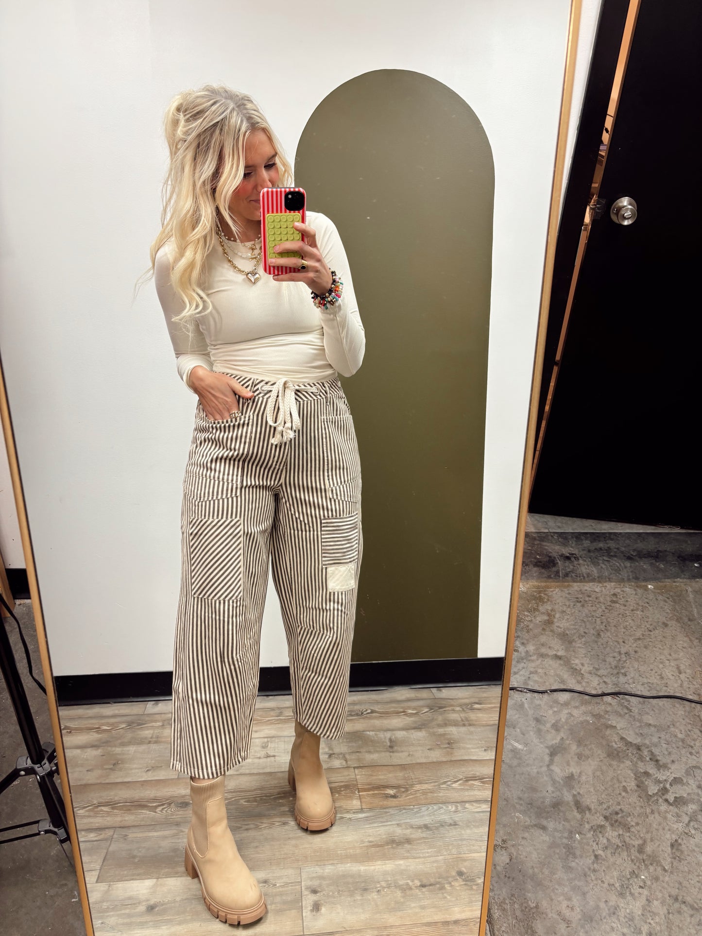 Stripe Barrel Pocket Pant