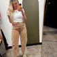 Embroidered Detail Barrel Pant (Rust)