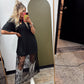 Lace Patchwork Maxi Dress (Black)