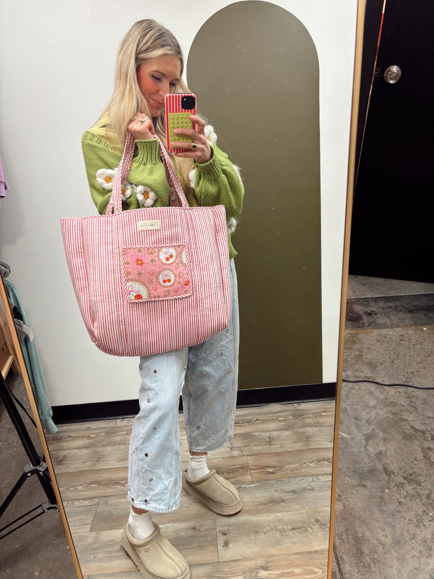 Cherries & Bows Quilted Tote