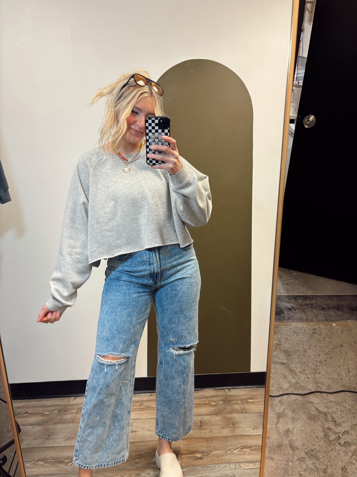 Stay In Sweat Top (Grey)