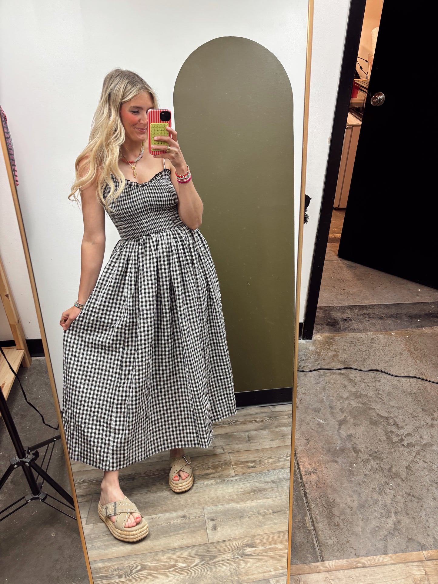 Chelsea Gingham Maxi Dress (B&W)