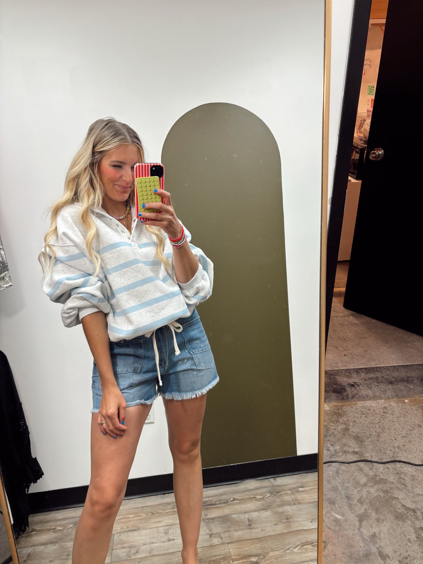Addison Stripe Pullover (Blue/Grey)