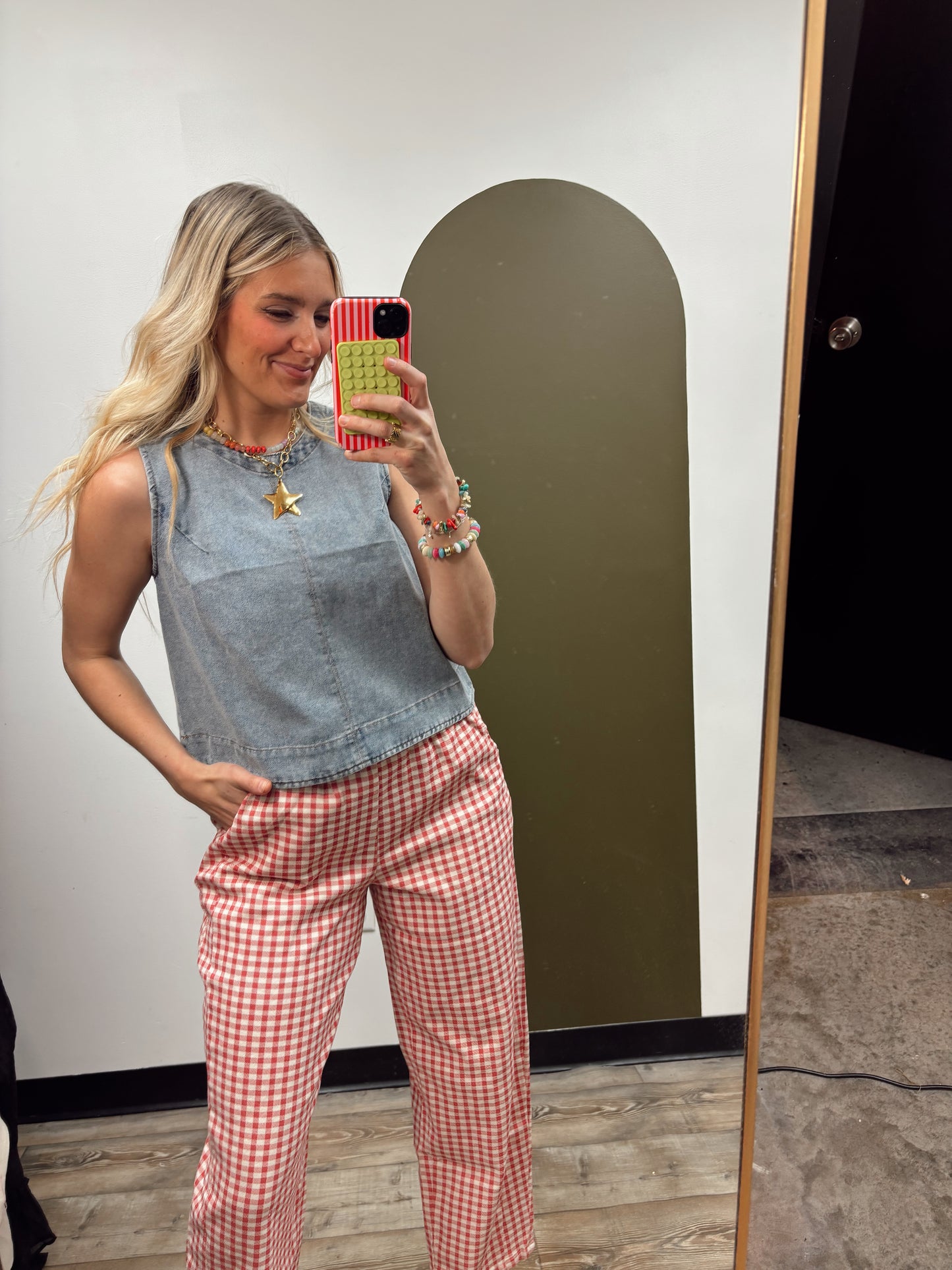 Button Back Denim Top