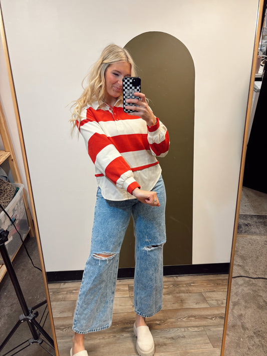 In The Bleachers Stripe Top (Red)