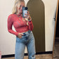 Jaquard Fishnet Top (Crimson)