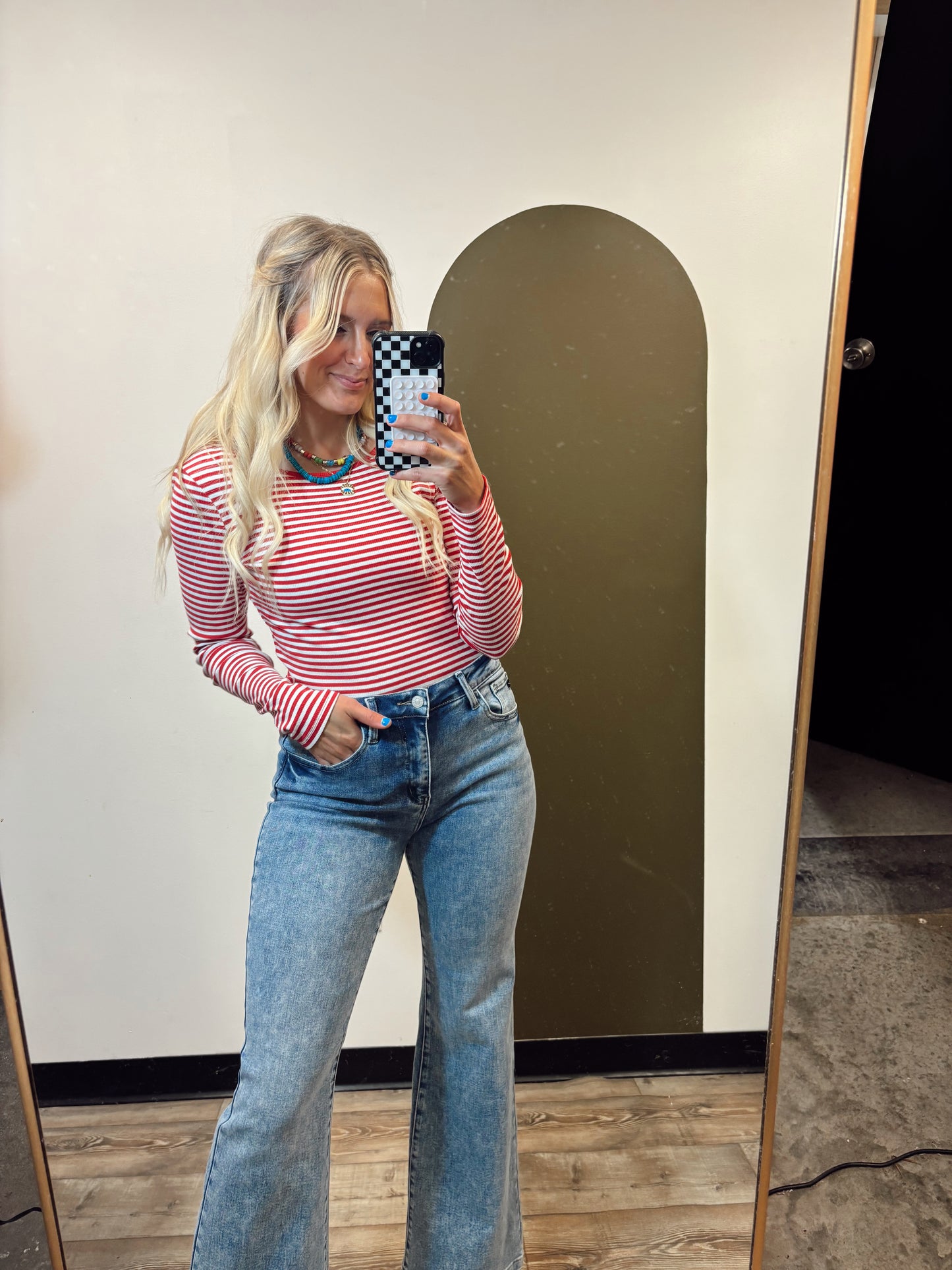 Red Alert Stripe Top (Red)