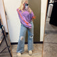 Terry Detailed Sweatshirt (Purple)