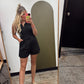 Belted Linen Halter Romper (Black)