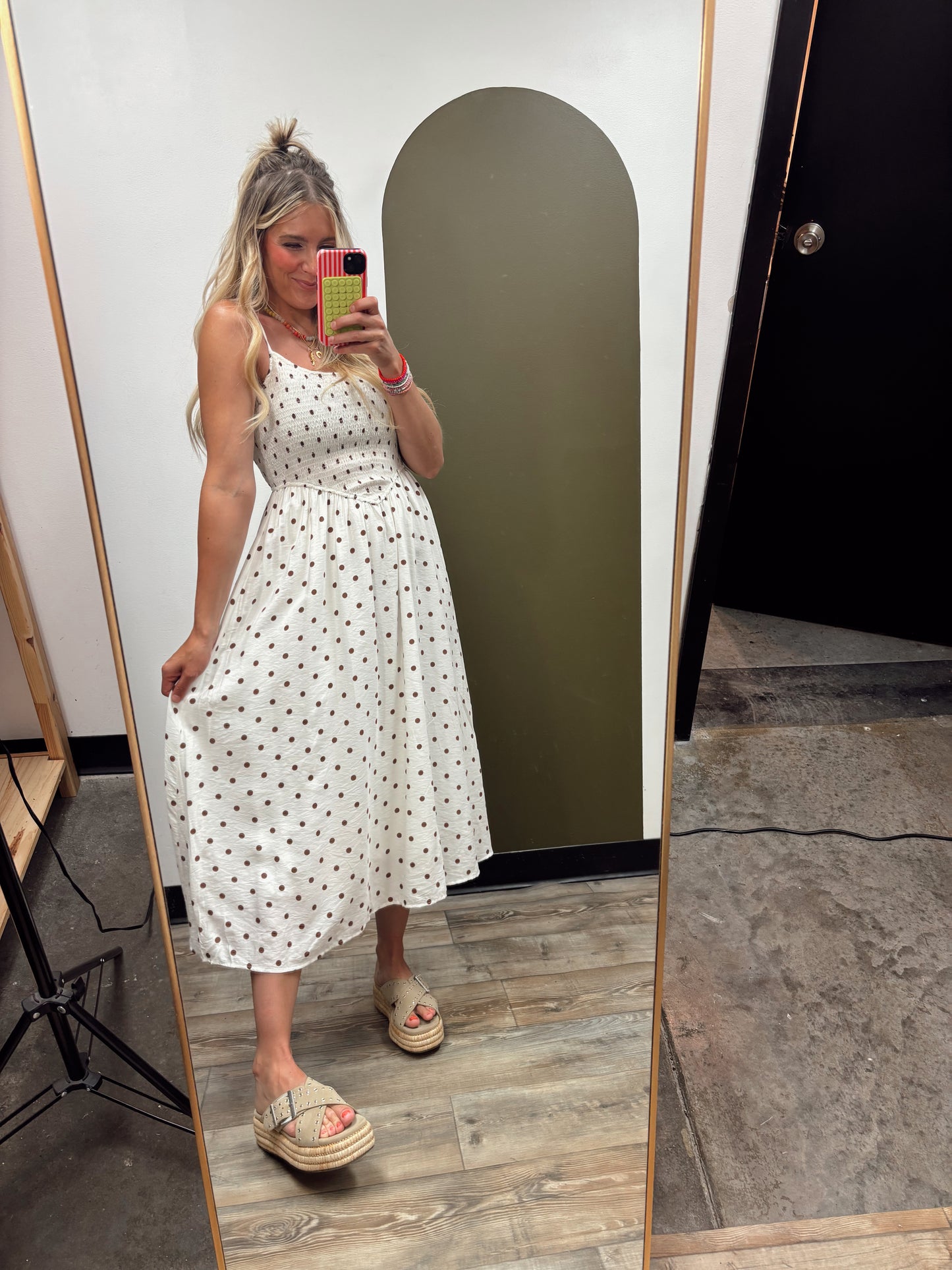 Gwyn Polka Dot Midi (Brown Dot)