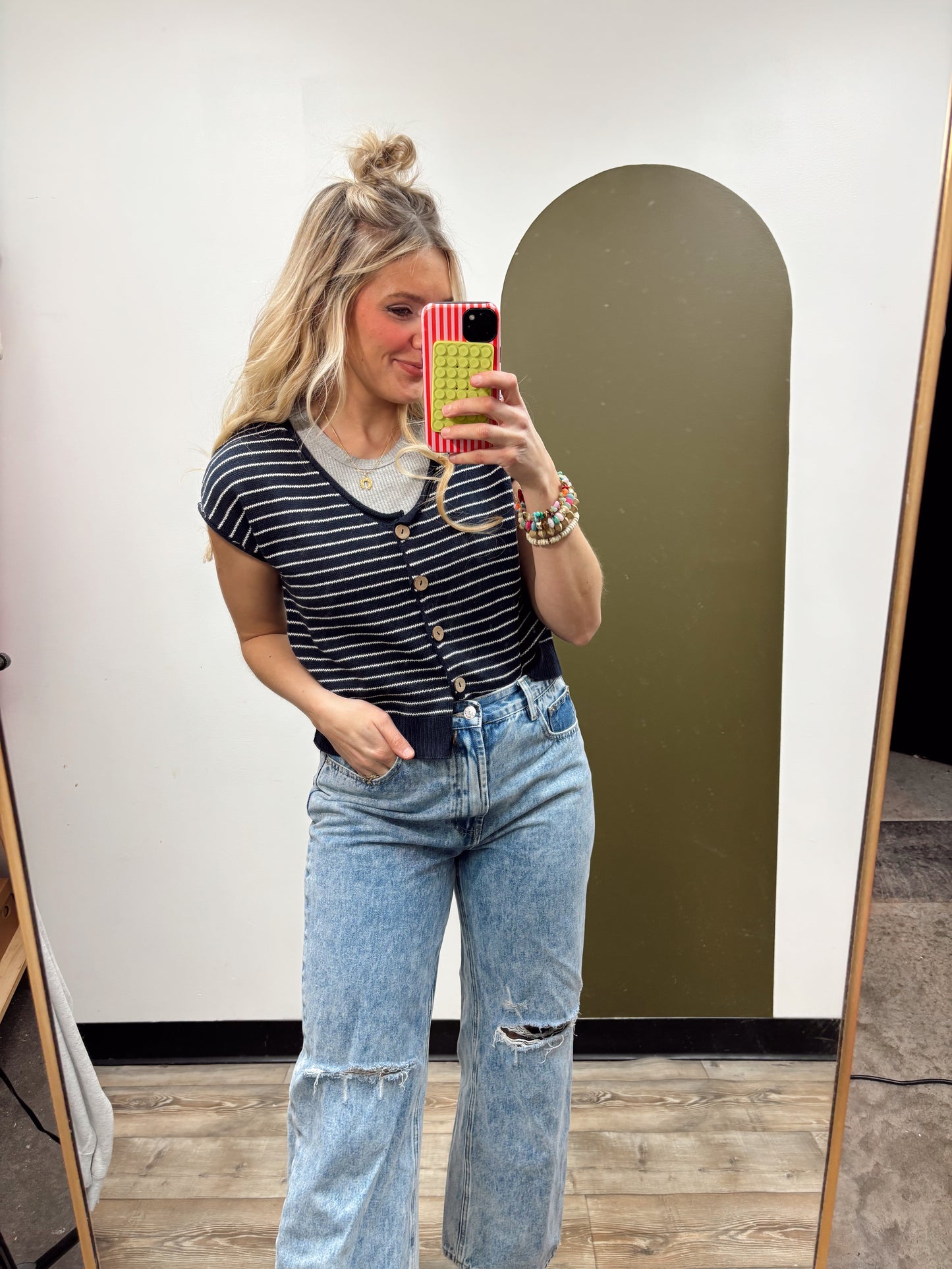 Jamie S/S Button Cardy (Navy)