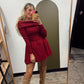 Stephany Off Shoulder Dress (Scarlet)