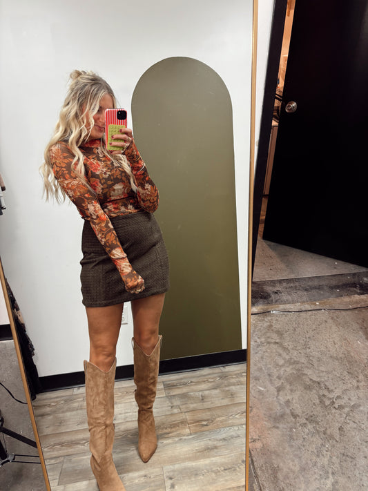 Lauren Sheer Floral Top (Brown)