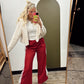 Bow On Bottom Track Pant (Red)