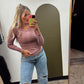 Washed Henley Button Top (Maroon)