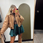 Arana Suede Bubble Jacket (Camel)