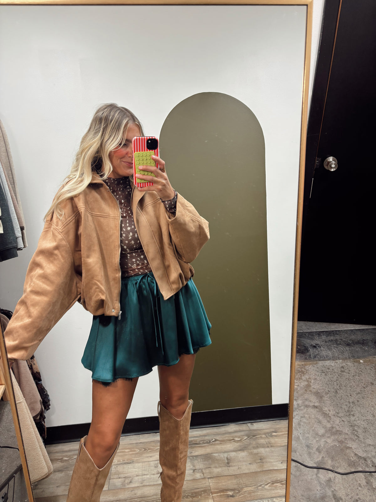 Arana Suede Bubble Jacket (Camel)