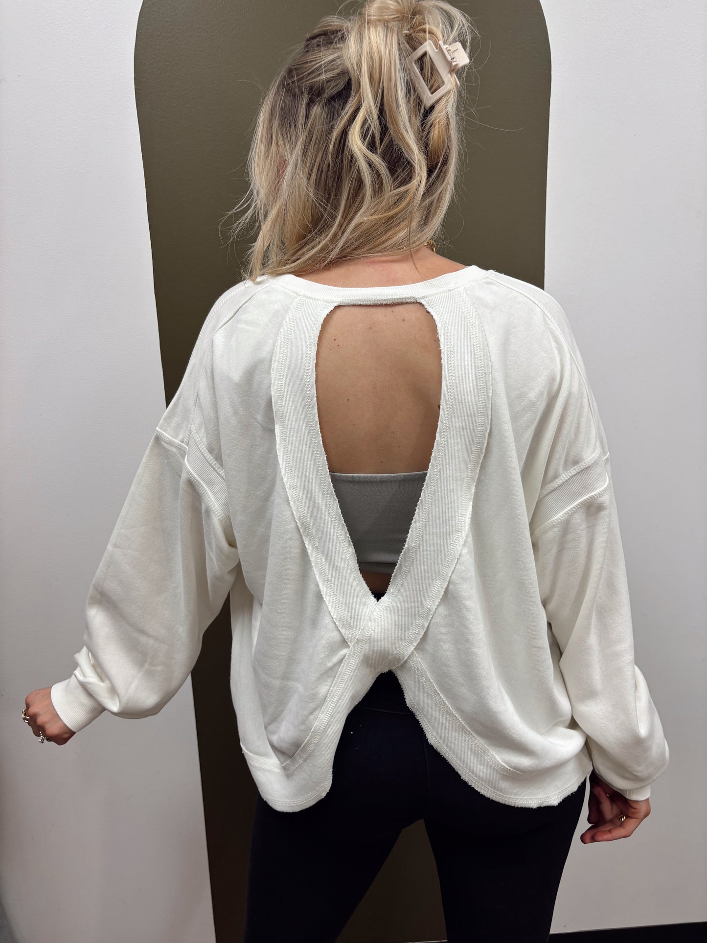 Cross Back Sweat Top (Cream)