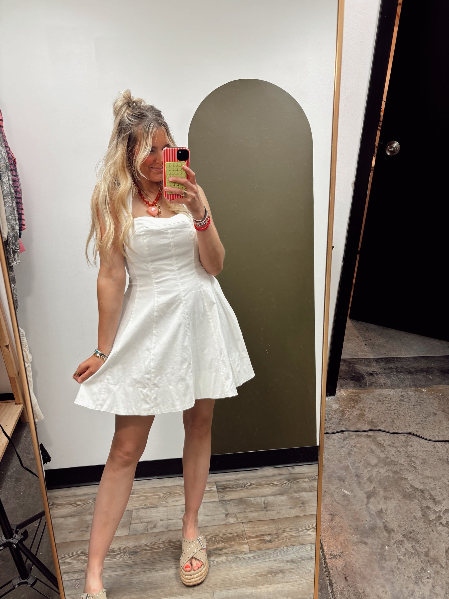 Bid Day Halter Dress (White)