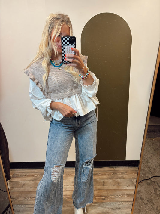 Magnolia Combo Sweater (Taupe)