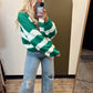 Crowd Pleaser Stripe Cardy (Green)