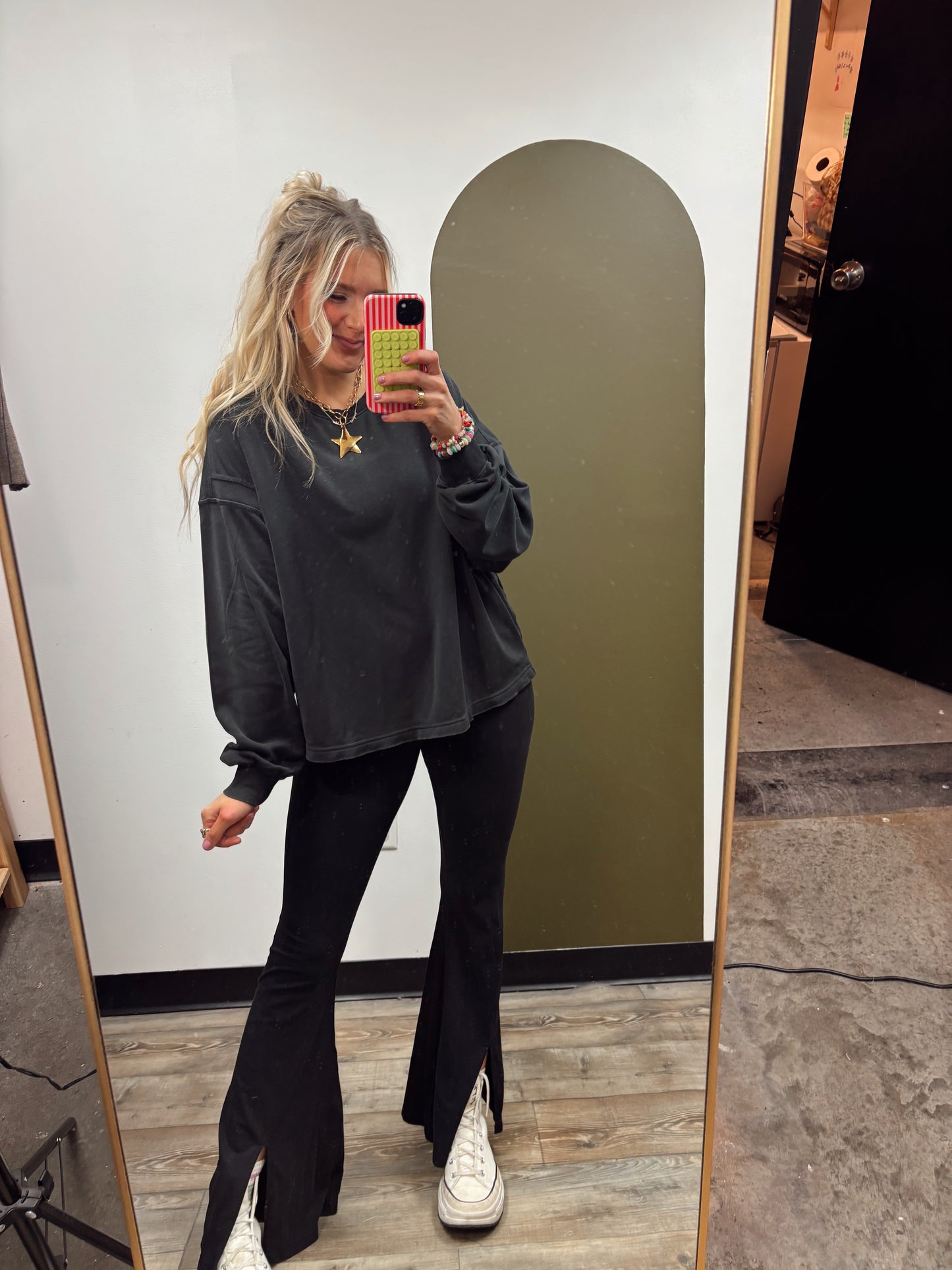 Cross Back Sweat Top (Black)