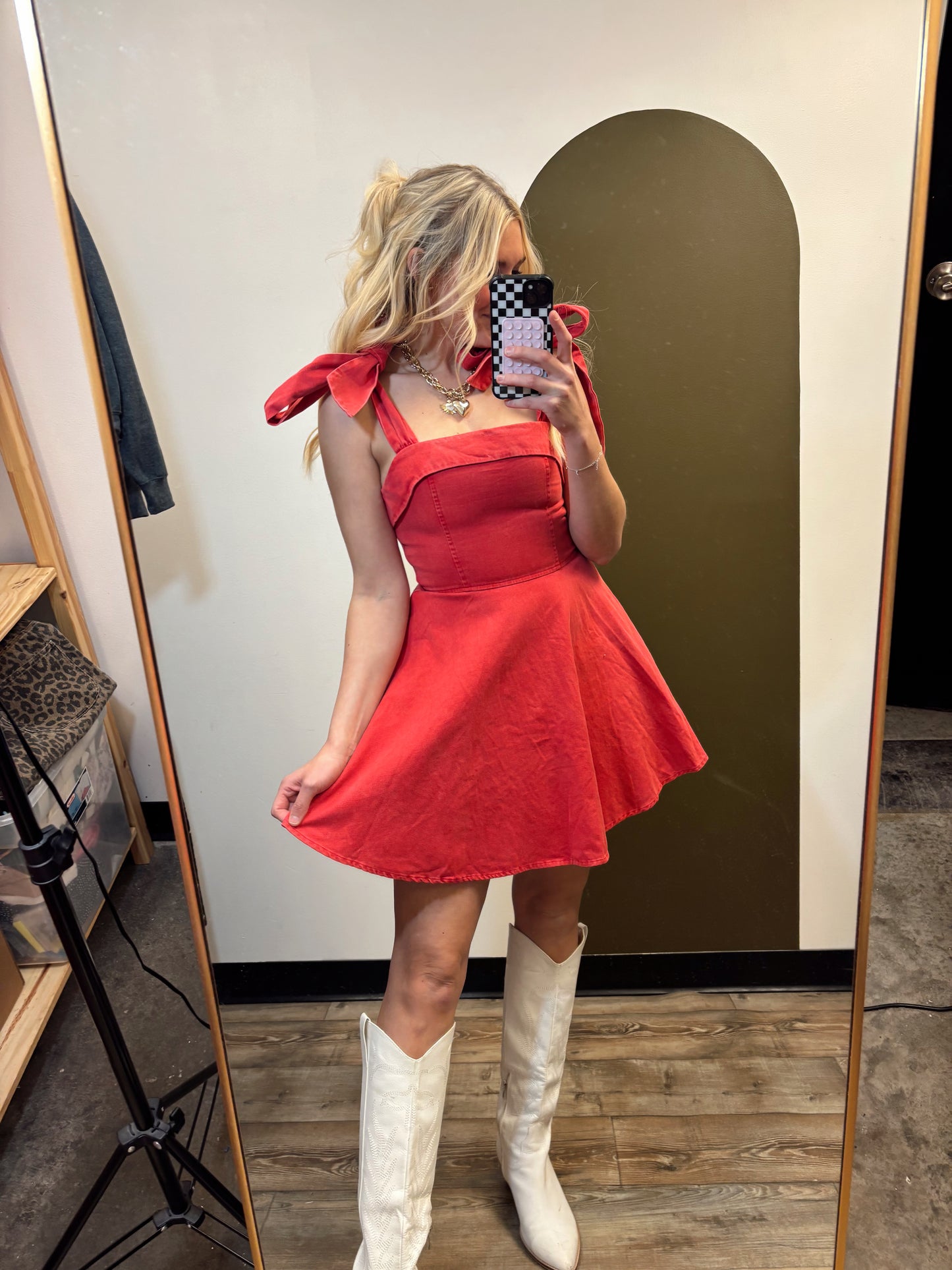 Georgia Fit Flare Dress (Red)
