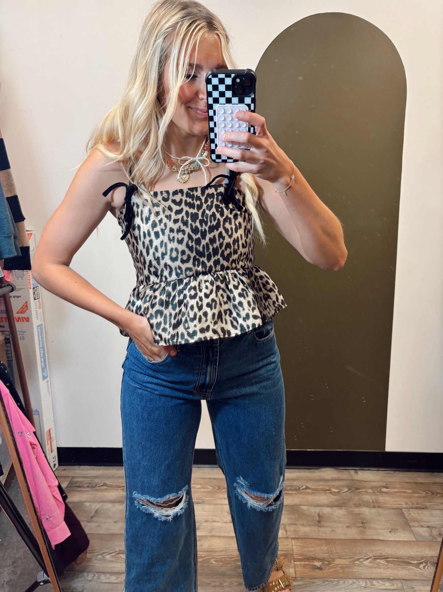 Night Out Leopard Babydoll Top