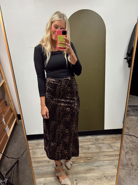Lola Leopard Midi Skirt