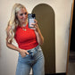 Rashida Rib Crop Tank (Red)