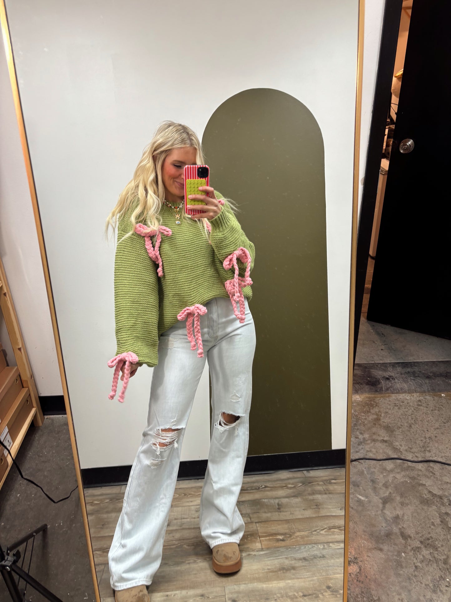 Bows All Over Chunky Sweater (Lemongrass)