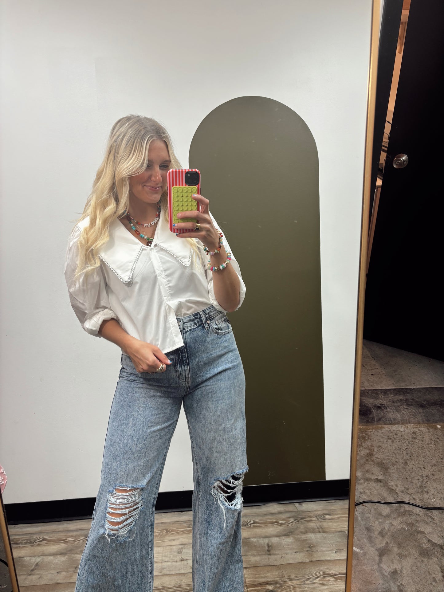 Raelyn Collared Top (White)