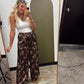Horse Print Satin Pant (Chocolate)