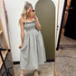Shirred Bodice Contrast Dress (Grey)