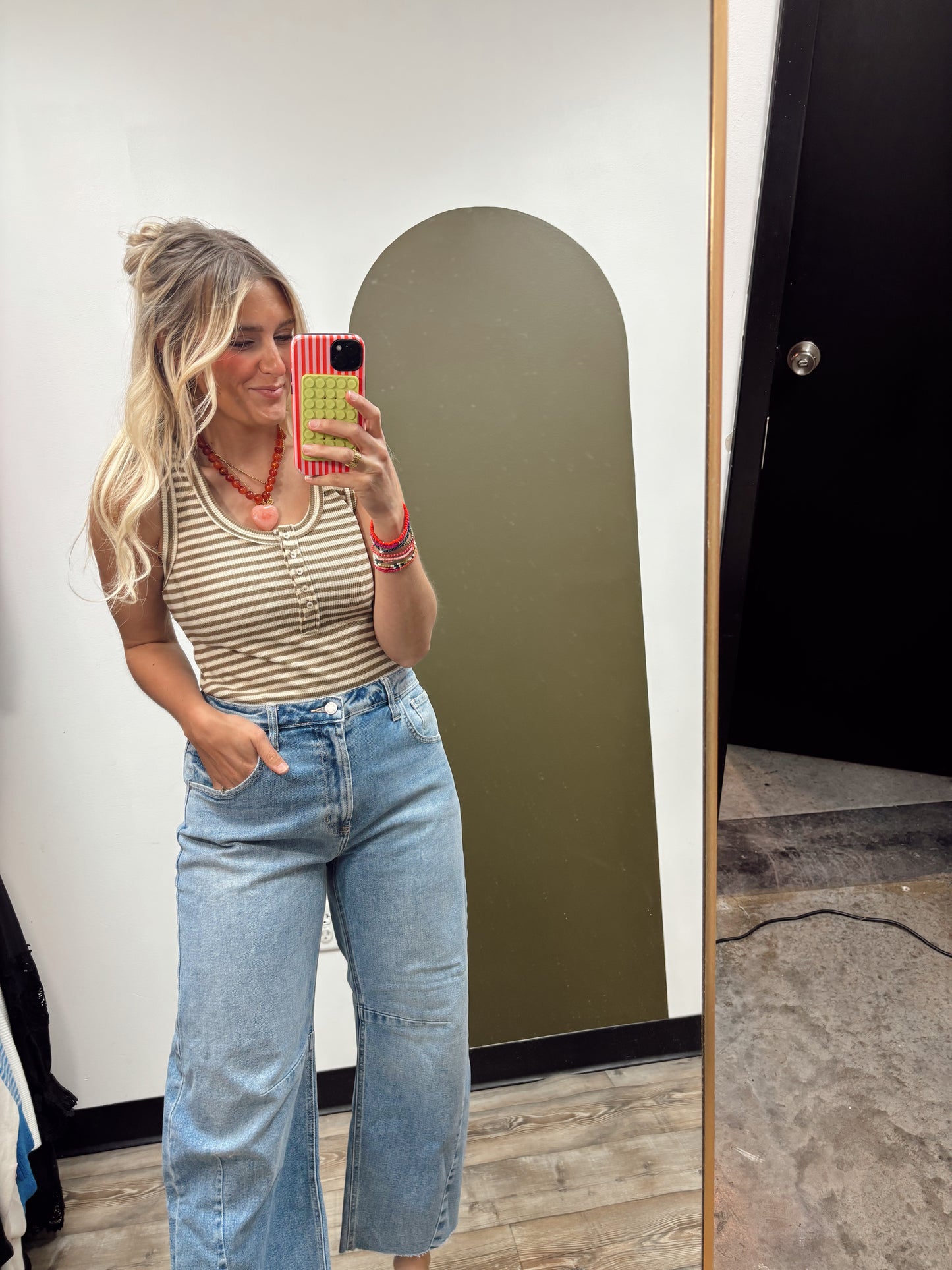 Krista Stripe Tank (Taupe)