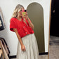 Daisy Button Sweater (Red)