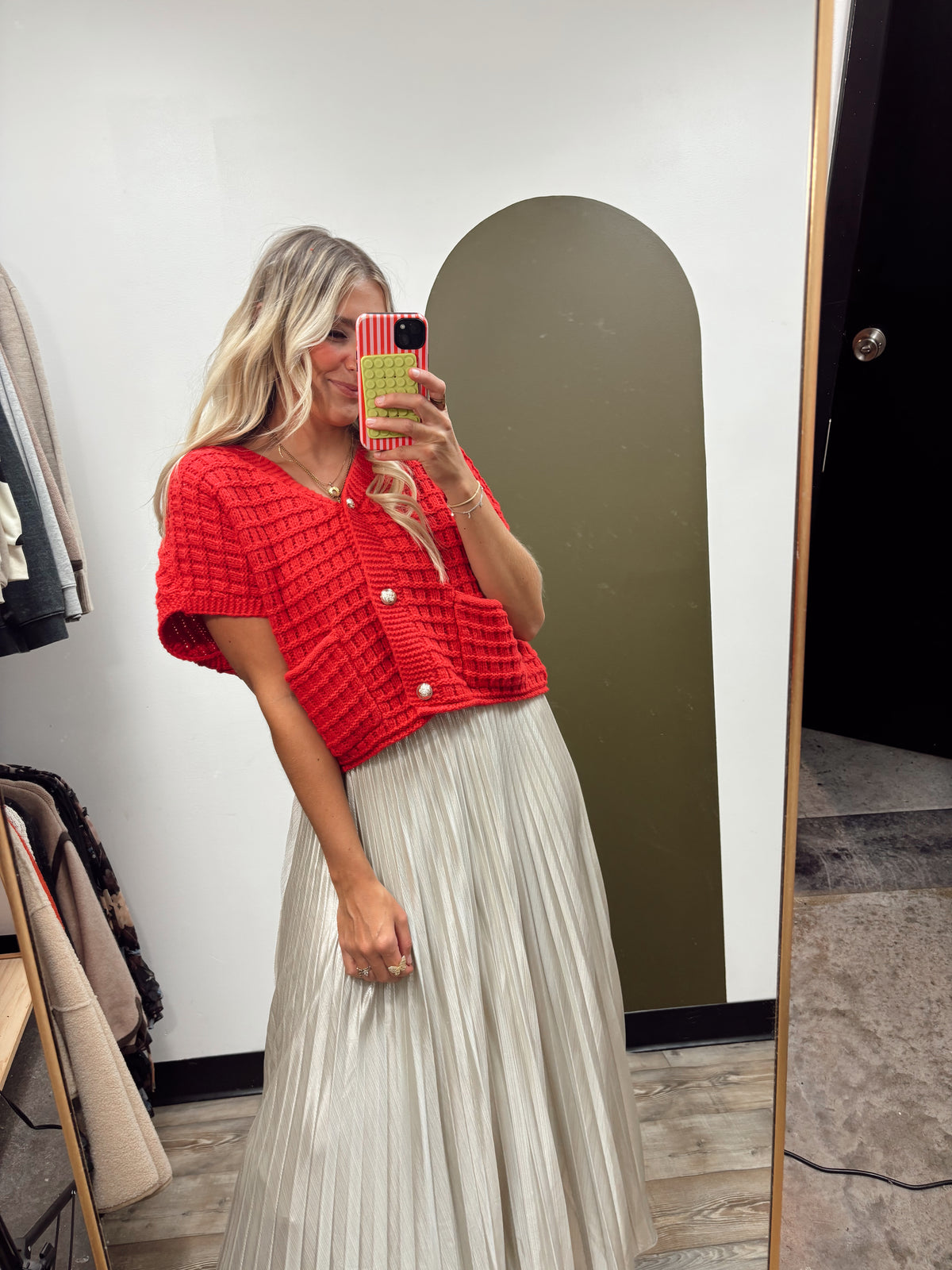 Daisy Button Sweater (Red)