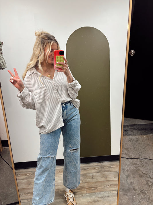 Easy Breeze Stripe Top (Beige)